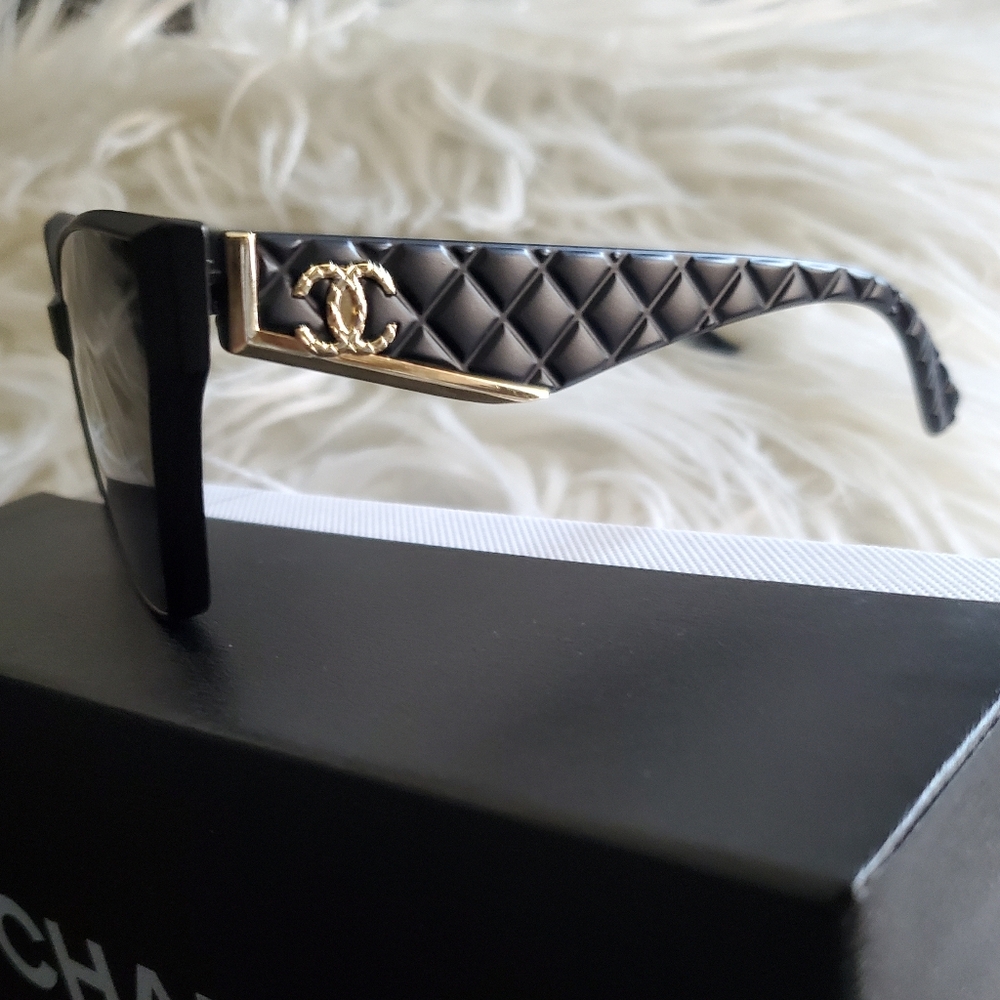 Black Quilted Temple Sunglasses